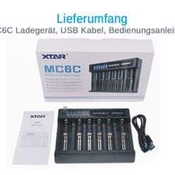 Xtar MC6C Li-Ion Ladegerät mit 6 Ladeschächten und LCD-Display